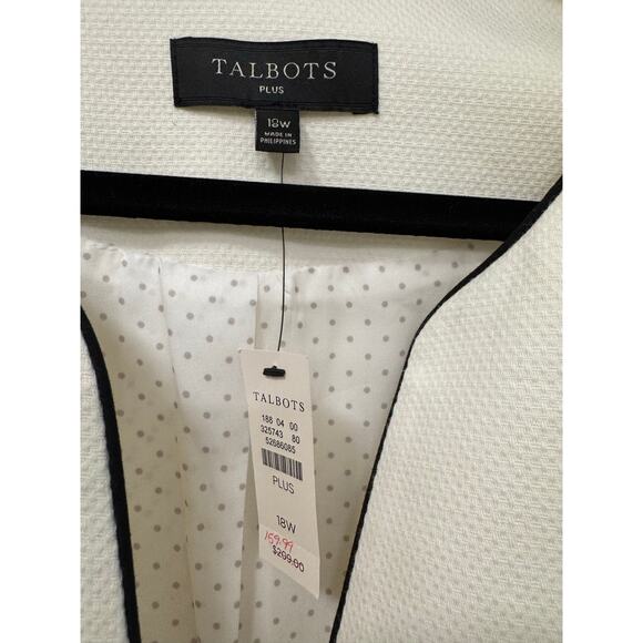 Talbots Dobby Weave Piped One Button White Blazer Career Jacket NWT Size 18W - Picture 4 of 7